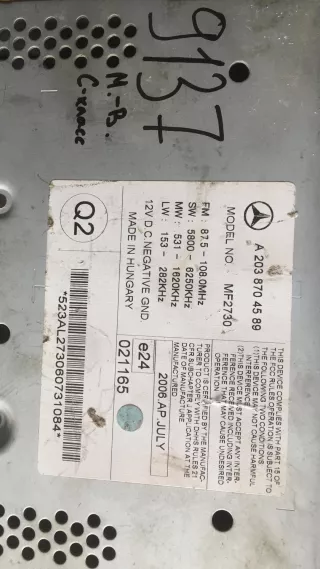 A203 870 45 89 Магнитола Mercedes C W203 Арт 9137, вид 5