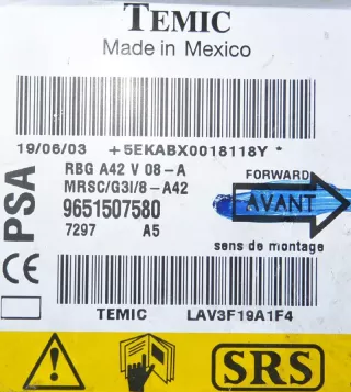 9651507580 , art74197 Блок AirBag Citroen C3 Pluriel Арт 74197, вид 7