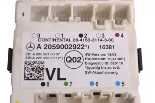 A2059002922 , art5349240 Блок управления двери передней левой Mercedes C W205 Арт 5349240, вид 5