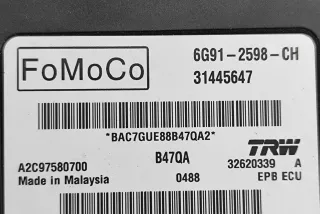 31445647, 6G91-2598-CH , art9480113 Блок ручника (стояночного тормоза) Volvo XC60 2 Арт 9480113, вид 6