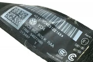 3C5857805K, 3C5863309B, 3C5857849 , art11195650 Ремень безопасности задний левый Volkswagen Passat B7 Арт 11195650, вид 3