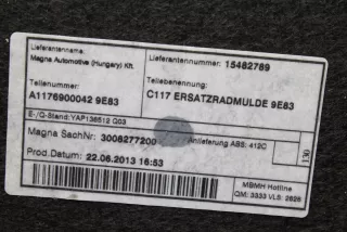 A1176900042 , art5324231 Ковер багажника Mercedes CLA c117 Арт 5324231, вид 6