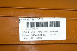 4F5867287D , art832478 Обшивка стойки центральной левой Audi A6 C6 (S6,RS6) Арт 832478, вид 7