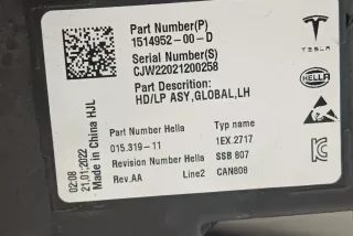 153292502C151495200D , art13112805 Фара левая Tesla model 3 Арт 13112805, вид 4