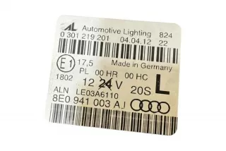 8E0941003AJ, 0301219201 , art12931193 Фара левая Audi A4 B8 Арт 12931193, вид 9