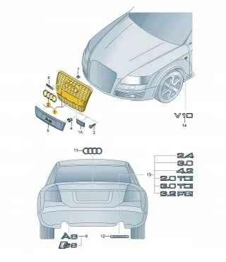 4F0853651AJVMZ Решетка радиатора Audi A6 C6 (S6,RS6) Арт AL8254931559_2, вид 3