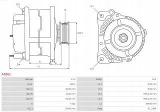 A0261 Генератор Audi A4 B7 Арт AL13067155176_2, вид 6