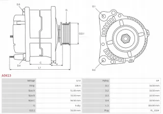 A0413 Генератор Opel Zafira A Арт AL13067159247, вид 6