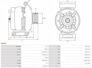 A0442 Генератор Mercedes ML W164 Арт AL13067159308_6, вид 5