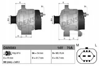 DAN583 Генератор Opel Corsa B Арт AL13082310590, вид 5