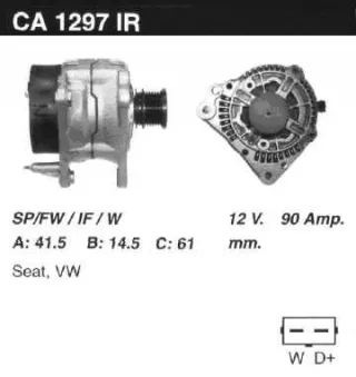CA1297 Генератор Seat Cordoba 1 Арт 150595479_2, вид 1
