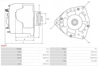 A0187 Генератор Mercedes SLK r171 Арт AL15146227692, вид 5