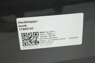 9481034 Крышка багажника (дверь 3-5) BMW 7 G11/G12 Арт e7758189, вид 2