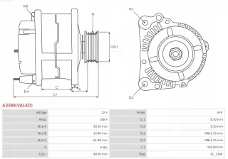 A3389(VALEO) Генератор Audi A6 Allroad C7 Арт AL14226891128_3, вид 6