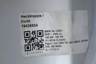7455942 41007455942 AE18626 Крышка багажника (дверь 3-5) BMW 3 G20/G21 Арт e12401531, вид 3