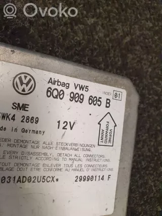 6Q0909605B Блок AirBag Volkswagen Passat B5 Арт e12365247, вид 2