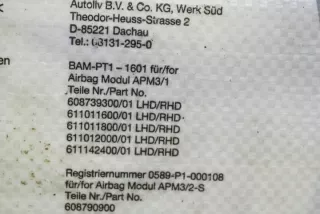 608739300 Подушка безопасности BMW 5 F10/F11/GT F07 Арт e12147091, вид 1