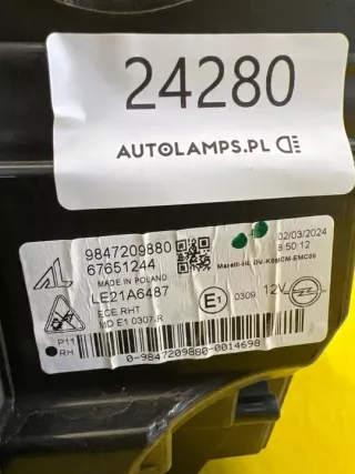9847209880 Фара правая Opel Zafira C Арт e11738311, вид 2