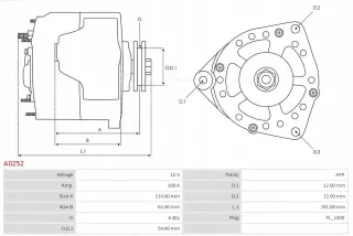 A0252 Генератор Opel Astra H Арт AL13979322315_2, вид 5