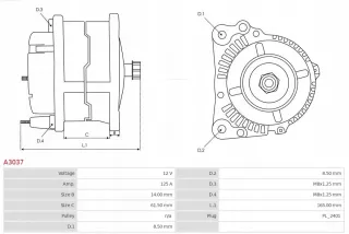 A3037 Генератор Mitsubishi Carisma Арт AL13979748732_10, вид 5