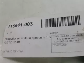 281381C250 Патрубок воздушного фильтра Hyundai Getz Арт 2-293050, вид 2