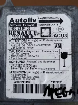 600639400 Блок AirBag Renault Megane 1 Арт e12779694, вид 4