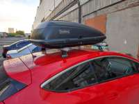 Багажник на крышу Автобокс (350л) на крышу FirstBag черный матовый Mahindra Scorpio 2012г.  - Фото 8