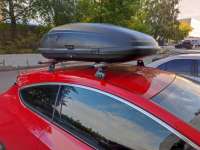Багажник на крышу Автобокс (350л) на крышу FirstBag черный матовый Chevrolet Tahoe GMT900 2012г.  - Фото 9