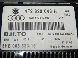Блок управления печки/климат-контроля Audi A6 C6 (S6,RS6) 2005г. 4F2820043H - Фото 3