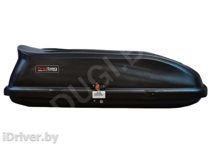 Багажник на крышу Автобокс (370л) на крышу FirstBag , цвет черный матовый Fiat Stilo 2012г.   - Фото 1